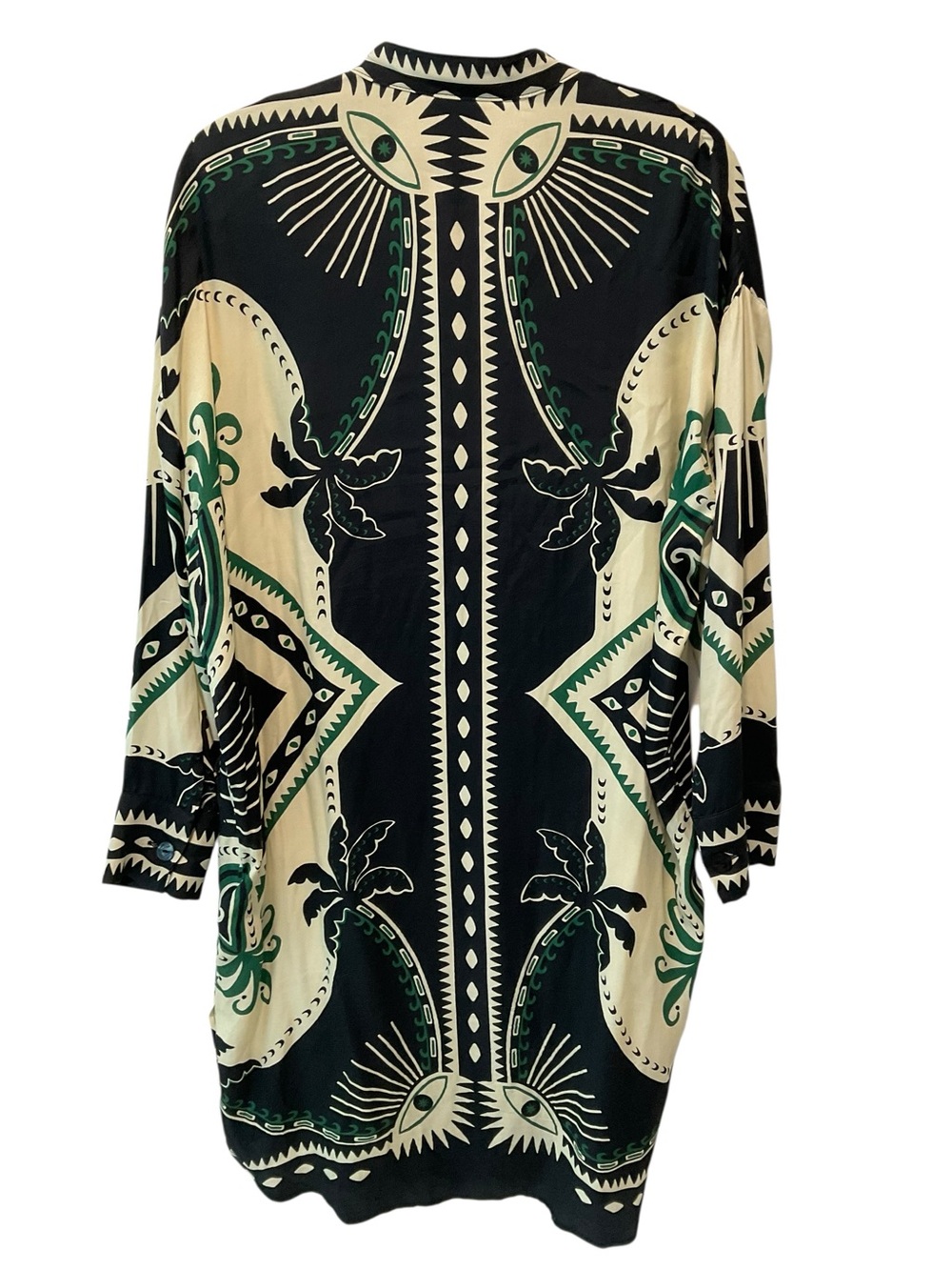 FARM Rio Mystic Scarf Chemise Dress Small Black Cream Celestial Palm Print - Picture 3 of 8